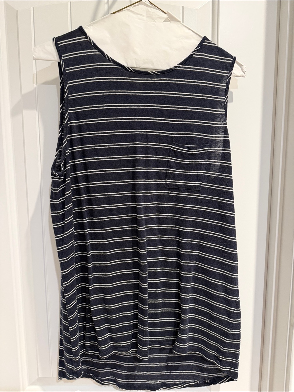 Philosophy Navy and White Striped Sleeveless Tank
